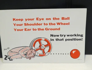 Vintage 1957 PC Sign "Now Try Working In That Position!" Postcard Wall Art 6"x9" - Picture 1 of 7