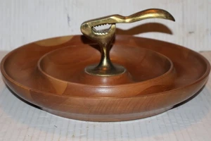 Vintage MCM Nut CrackerMetal  w Wood Bowl Primitive Del Coronado Japan 12" - Picture 1 of 6