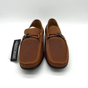 Aston Marc Mens Size 8.5M Color Brown Tan Faux Leather Walking Loafers Open Box - Picture 1 of 8