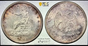 1877 S TRADE DOLLAR COIN FRESH GRADED PCGS AU 58 GORGEOUS FLASHY ORIGINAL COIN! - Picture 1 of 5