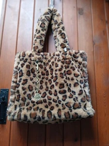 Biba Faux Fur Leopard/ Animal Print Bag - Gorgeous iconic Logo Keychain. NWT - Picture 1 of 6