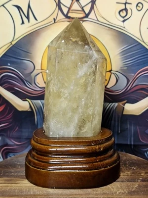 Stunning Smokey Citrine Crystal Natural Point 150mm 490g & Bespoke Wooden Base  - Image 1 of 4