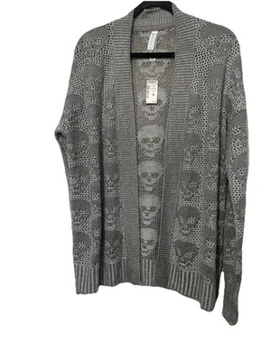 全新带标签 Aeropostale 灰色开口前头骨开衫毛衣,尺寸 L  — 第 1/3 张图片