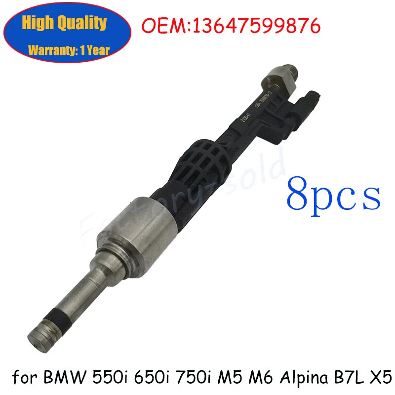 8件装燃油喷射器适用于宝马550i 650i 750i M5 M6 Alpina B7L X5 4.4L 13647599876 — 第 1/4 张图片