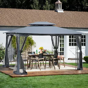 13x10 Outdoor Patio Gazebo Canopy Tent With Ventilated Double Roof And Mosquito - Picture 1 of 12