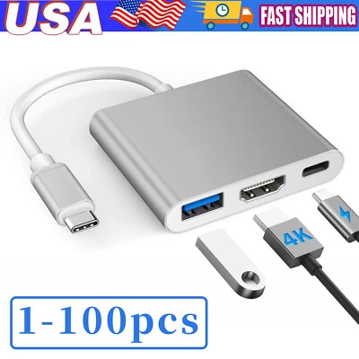 USB Type C to HDMI HDTV TV Cable Adapter Converter For USB-C Phone Tablet Lot - Image 1 of 4