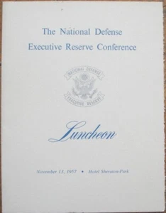 Menu 1957 National Defense Executive Reserve Conference Washington DC Eisenhower - Picture 1 of 2
