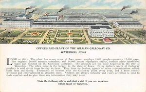 William Galloway CO. Panoramic View Offices & Plant Waterloo, IA 1910's Postcard - Picture 1 of 2