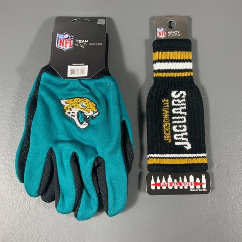 Jacksonville Jaguars NFL Ultimate Fan Gift Lot Utility Gloves, Bottle Sleeve Cover