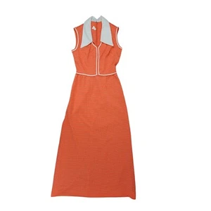 60s/70s Womens Vintage Dress Orange Maxi Polka Dot Mod Tennis Old Money Sz 8 XS - Picture 1 of 7