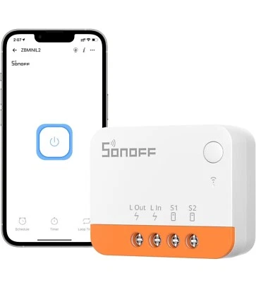 No se requiere cable neutro, interruptor de luz inteligente Zigbee SONOFF ZBMINIL2 Foto 1 de 4