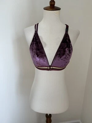 Victoria’s Secret Bralette Terciopelo Púrpura Rayas Banda Cierre Frontal Talla Grande Foto 1 de 4