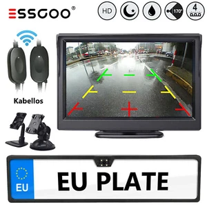Soporte de matrícula ESSGOO cámara de marcha atrás inalámbrica radio con monitor de 5"" a color coche - Imagen 1 de 12