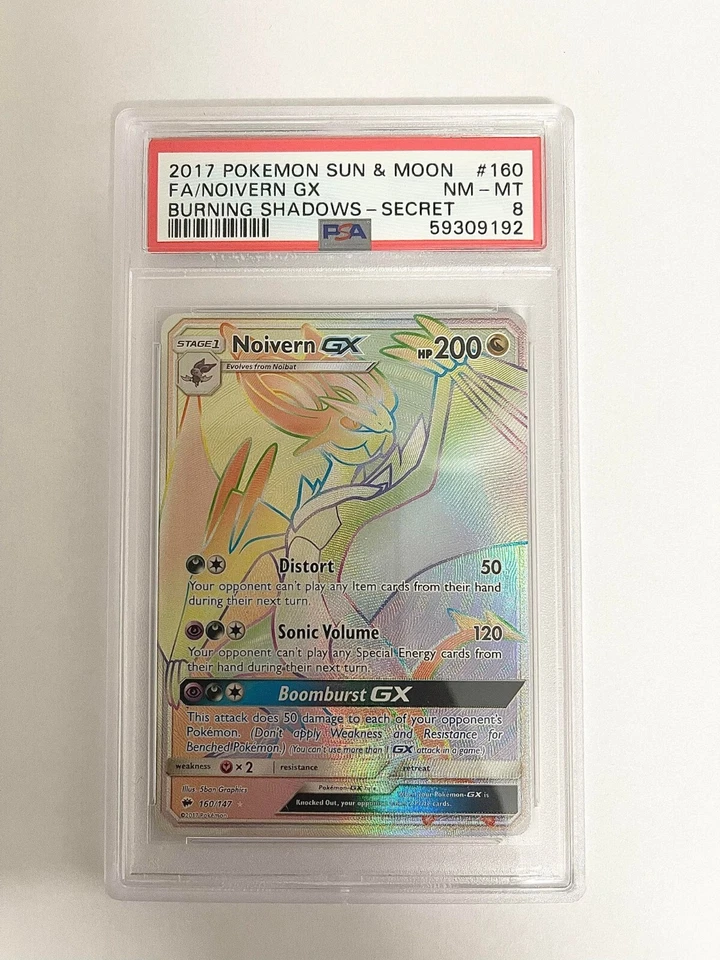 Pokemon BURNING SHADOWS NOIVERN GX #160 SECRET/HYPER RARE HOLO PSA 8 NM-MT #* - Image 1 of 1