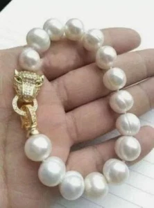 Beautiful AAA+11-12mm South Sea AuthenticWhite Baroque Pearl Bracelet 7.5-8 inch - Picture 1 of 3