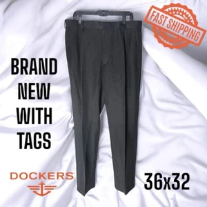 Dockers Pleated Black Polyester Dress Pants Classic Fit 36x32 FAST SHIPPING! - Picture 1 of 5