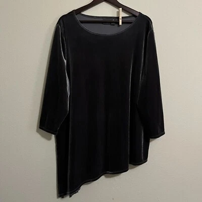 Top de viaje asimétrico de terciopelo gris para mujer Chico's Travelers Collection talla XXL Foto 1 de 4