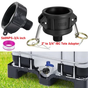 Tote Tank Adapter 275 330 IBC Garden Hose Drain Plug Connector 2''NPS/2" to 3/4" - Picture 1 of 17
