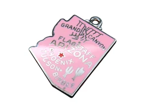 Charm vintage argento ARIZONA MAPPA DI STATO GRAND CANYON FENICE SMALTO ROSA RARO - Foto 1 di 1
