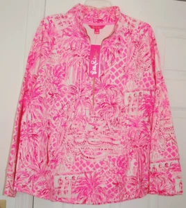 LILLY PULITZER SKIPPER LUXLETIC POPOVER TOP PALM BEACH PARADISE 2XL XXL NUOVO CON ETICHETTE - Foto 1 di 7