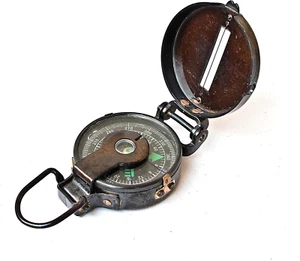 Vintage Lensatic Compass Black Military Compass Navigational Device Nautical Ant - Picture 1 of 12