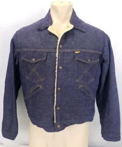 1950s Big Yank Sanforized Jean Jacket Selvedge Sherpa Barn Chore Coat USA Small - Picture 1 of 12