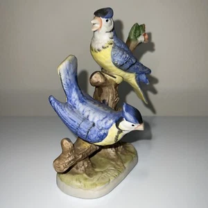 Figura de porcelana de 2 pájaros azules en un tronco con flores 0810a primavera - Imagen 1 de 8