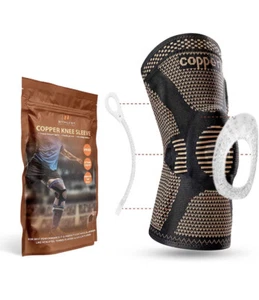 Copper Knee Brace for knee pain Compression Sleeve SZ Small New - Picture 1 of 11