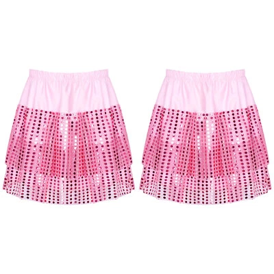 Girls Shiny Sequins Tutu Skirt Hip Hop Latin Jazz Dance Skirts Rave Dancewear - Image 1 of 2