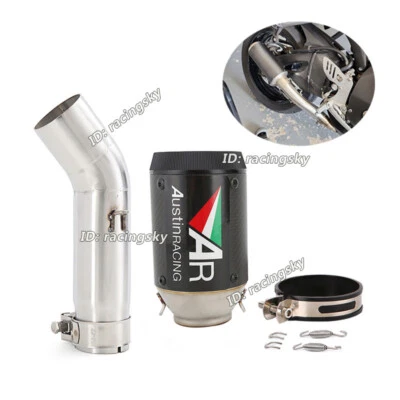 Para Suzuki GSXR750 600 2008 2009 2020 Silenciador de escape de carbono Mid Pipe 2'' System Foto 1 de 4