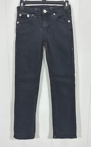 True Religion Girls Black Denim Jeans Straight Stretch Flap Pocket Size 12 - Picture 1 of 9
