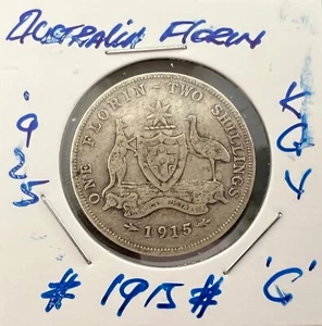 AUSTRALIAN 1915 FLORIN - SCARCE DATE - SKU678 - Picture 1 of 2