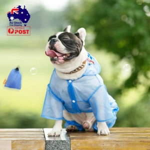 Pet Dog Raincoat Hooded Rain Coat Jacket Waterproof Reflective Windbreaker - Picture 1 of 17