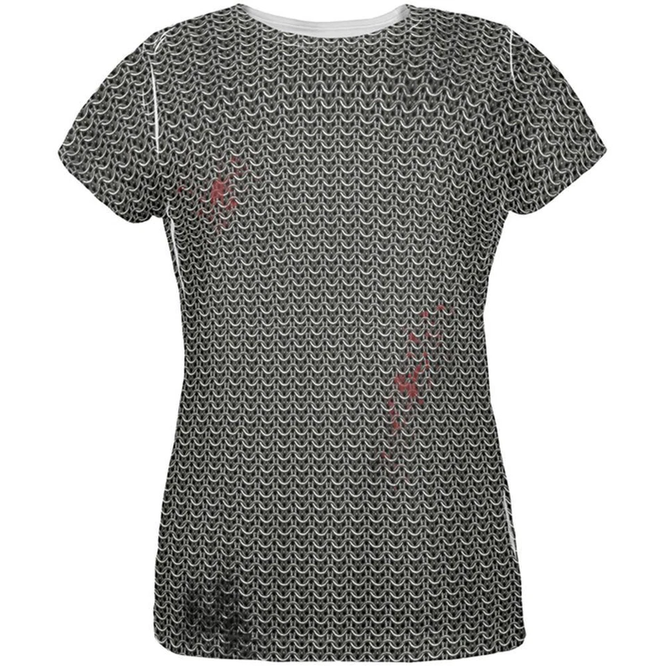 Halloween Battle Damage Chainmail Costume All Over Womens T Shirt Foto 1 de 1