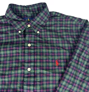 Ralph Lauren kariertes Hemd mit Knopfleiste Herren L grün blau rot bestickt Pony - Bild 1 von 6