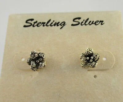 .925 Sterling Silver Flower Earrings Stud Small Cute - Image 1 of 2