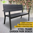 Garden Park Bench Steel Frame Outdoor Lounge Patio Chair Rust-resistant Pvc Slat