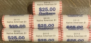 Lot of 7 - 2010 Native American Dollar ungeöffnet 25 Coin Mint Roll - Mark unbekannt - Bild 1 von 2