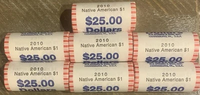 Lote de 7 - Dólar Nativo Americano 2010 Sin Abrir 25 Monedas Rollo Como Nuevo - Marca Desconocida Foto 1 de 2