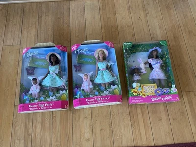 Lote de 3 Barbie & Kelly Easter Egg Festa Coelhinho da Páscoa Divertido Afro-Americano - Imagem 1 de 4