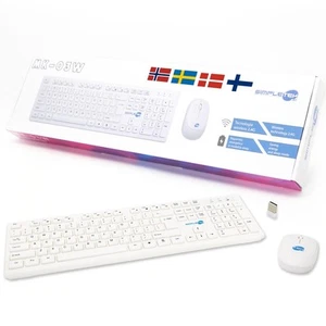 Wireless Mouse and Keyboard Kit White Set M&K Nordic SWE NO DK FI - Picture 1 of 6