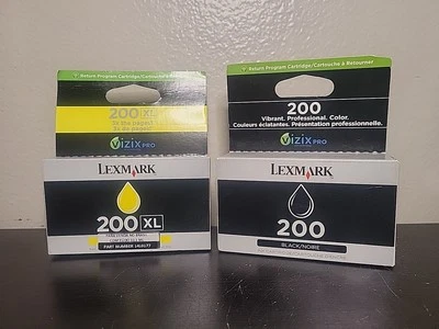 Lexmark 200 Black Ink & 200XL Yellow Cartridge Set Genuine OEM NEW - Image 1 of 4