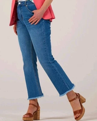 Ruth Langsford Kick Flare Frayed Hem 5-Pocket Jean Tall, Light Indigo, UK 12 - Image 1 of 4