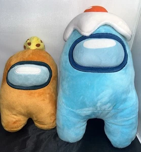 Among Us Plush Set of 2- Orange  8 Inch-Blue 12 Inch Stuffed Animals Toy - Picture 1 of 9