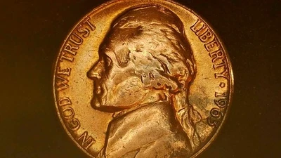 1963 D Jefferson Nickel Error D/D Doubling Bronze/Copper Toned OBV Bad Annealing - Image 1 of 4