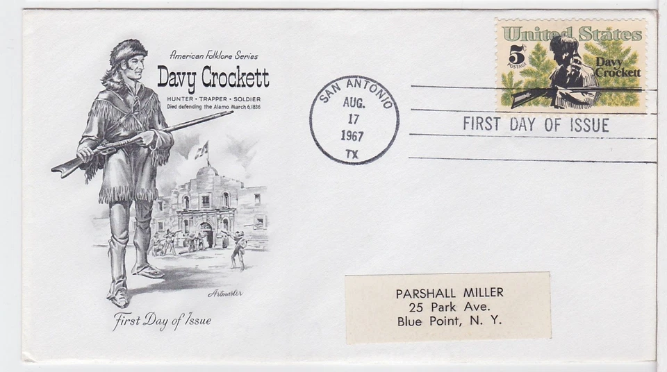 TurtlesTradingPost- Davy Crockett #1330 1967 FDC- Artmaster Cachet - Image 1 of 1