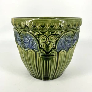 Brush McCoy Jardiniere 1920’s Satyr #243 Green Blue Blended Glaze 8” x 7” - Picture 1 of 9