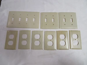 Vintage MCM Ivory Toggle Light Switch Plate Cover set & outlet covers  ( 9) - Picture 1 of 6