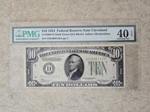 1934 $10 Dollar Bill Federal Reserve Note Cleveland Graded PMG 40 - Picture 1 of 2
