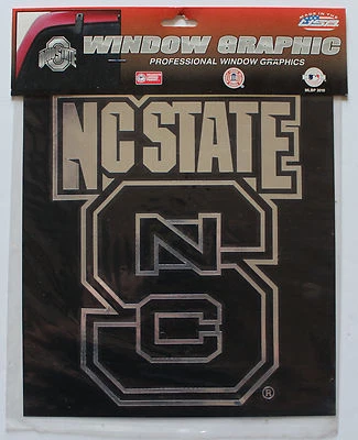 Licensed NCAA Vinyl Window Decal North Carolina State Wolfpack Chrome Logo - Image 1 of 4